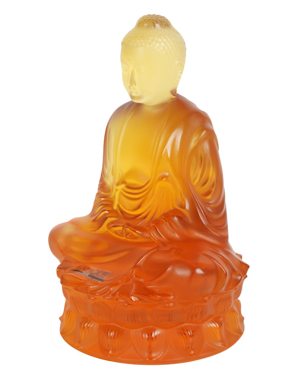 LALIQUE AMBER GLASS BUDDHA FIGURELalique 304f52