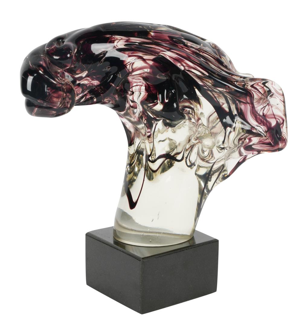 ART GLASS RAM'S HEAD SCULPTUREArt