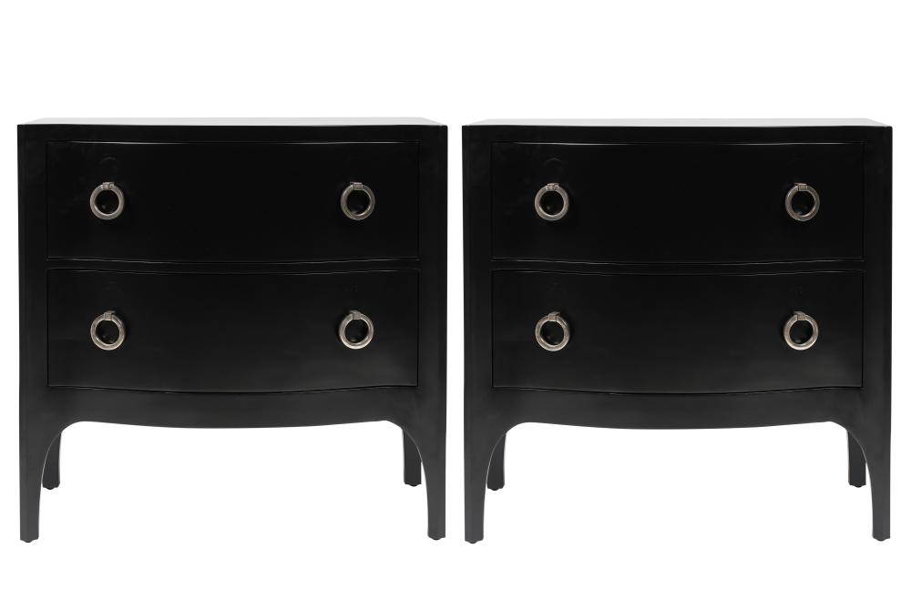 PAIR OF BLACK LACQUERED SERPENTINE