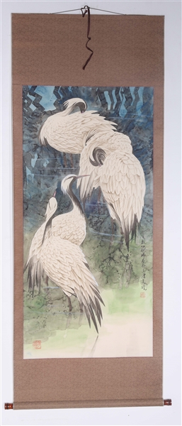 Chinese painting of cranes mounted 304fe0