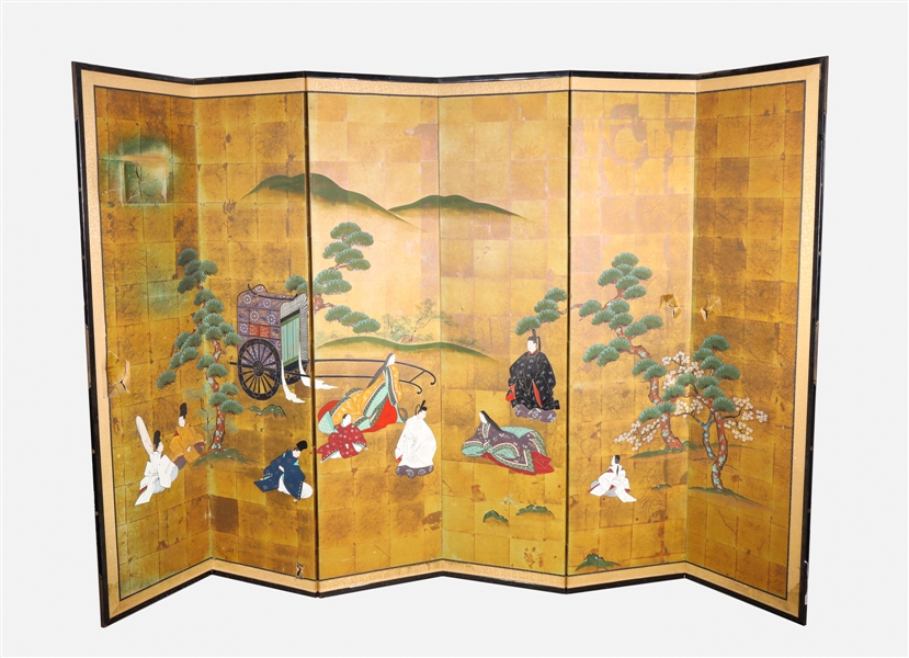 Old Japanese six panel paper screen 304fe2