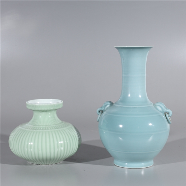 Two Chinese celadon glazed vases,