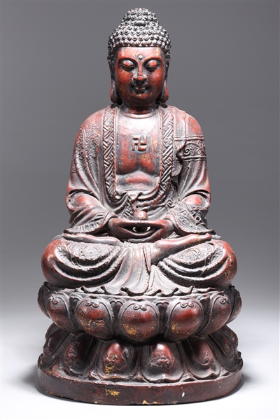 Large antique Korean bronze Buddha