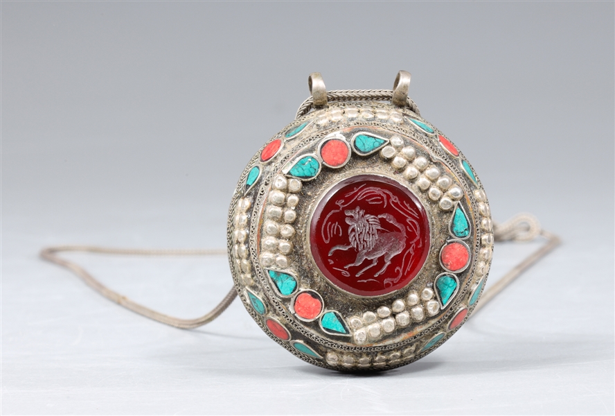Tibetan Ghau amulet necklace possibly