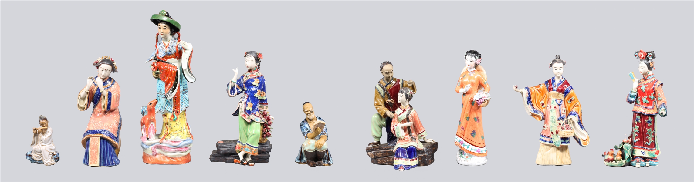 Group of nine vintage Chinese figures