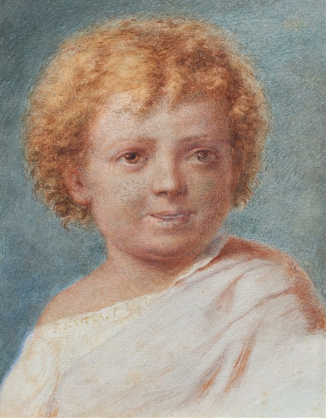 Watercolor F.S. Vitta c. 1879 Italian