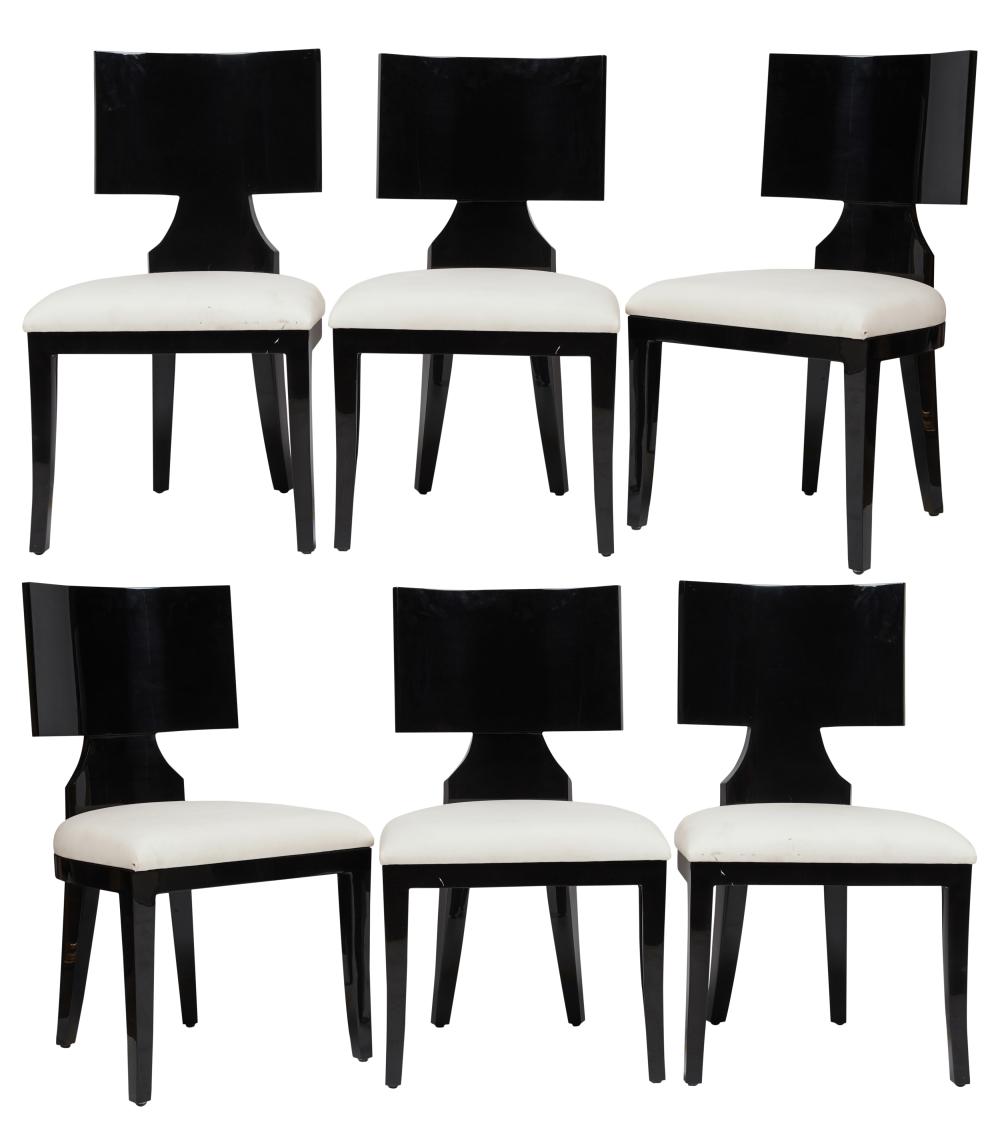 SET OF SIX BLACK LACQUERED DINING 30507d