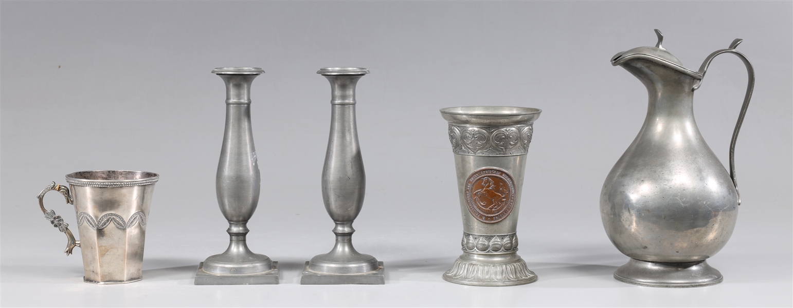 Group of five vintage pewter collection