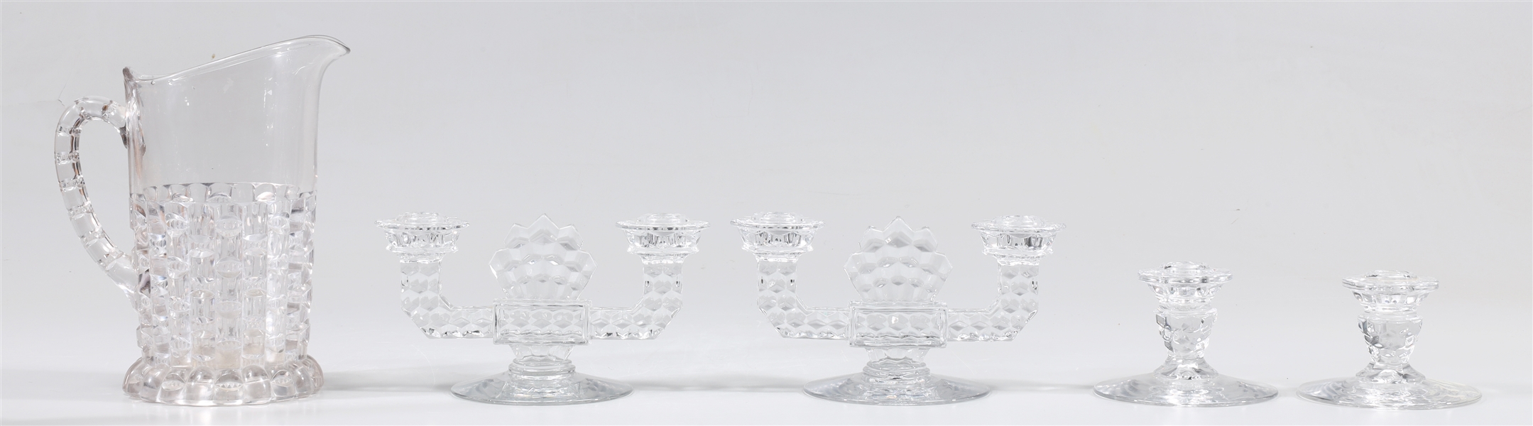 Group of five vintage pressed glass