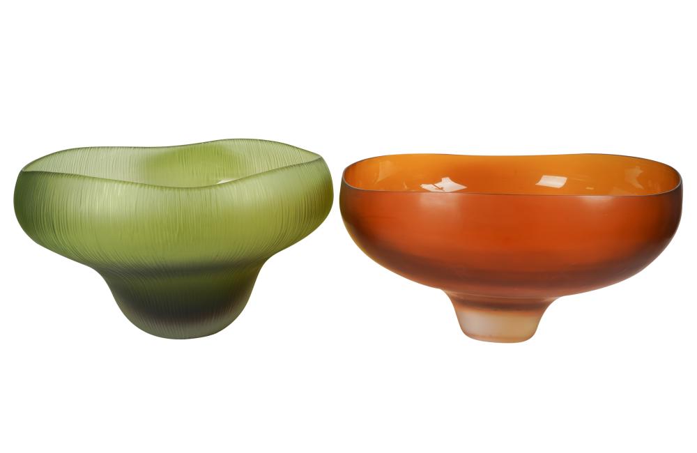 TWO LARGE MURANO GLASS CENTER BOWLSTwo