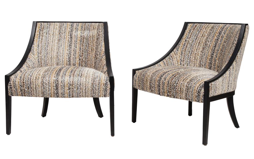 PAIR OF CONTEMPORARY FABRIC--UPHOLSTERED