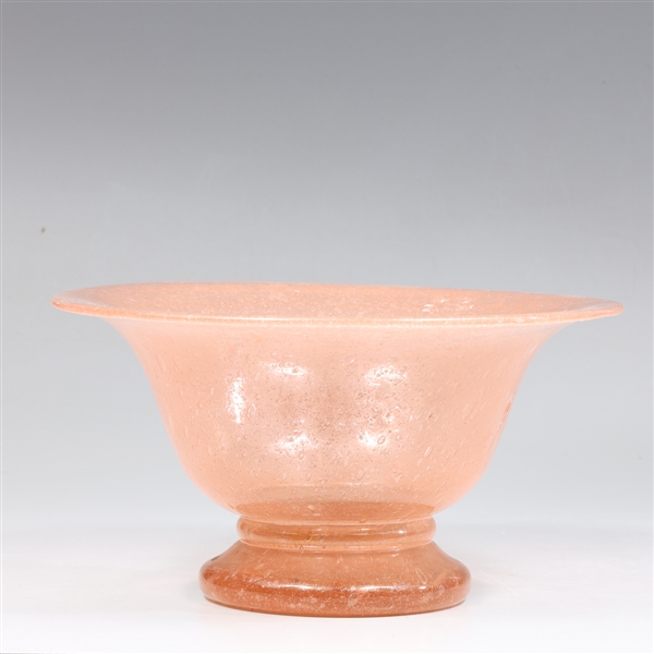 Vintage hand blown pink glass footed
