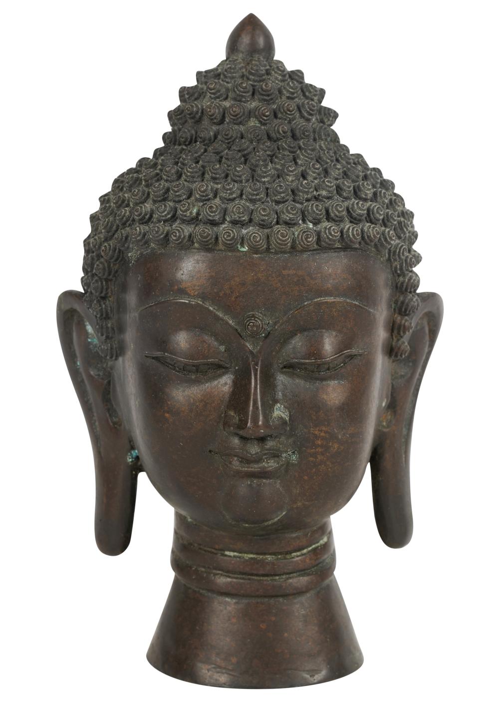 ASIAN BRONZE BUDDHA HEADAsian Bronze 3051a7