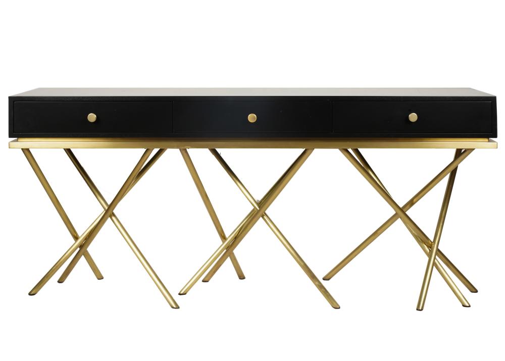 LACQUERED AND BRASS CONSOLE TABLELacquered 3051f0