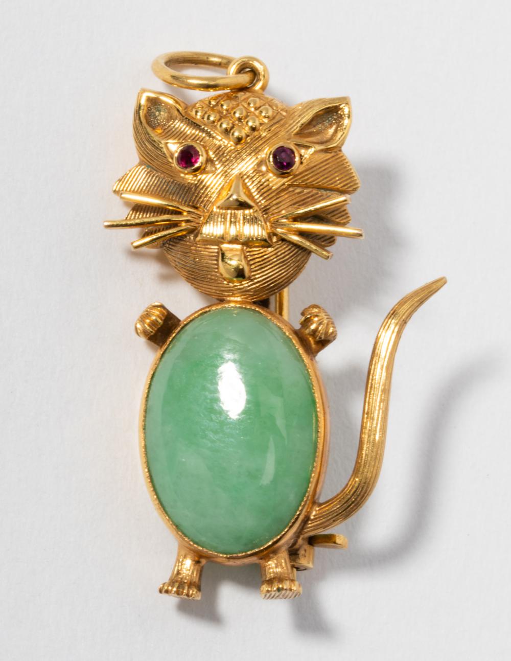 14 KARAT YELLOW GOLD, JADEITE AND