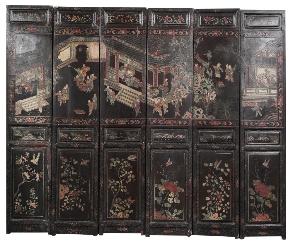 CHINESE COROMANDEL SIX-PANEL SCREENChinese