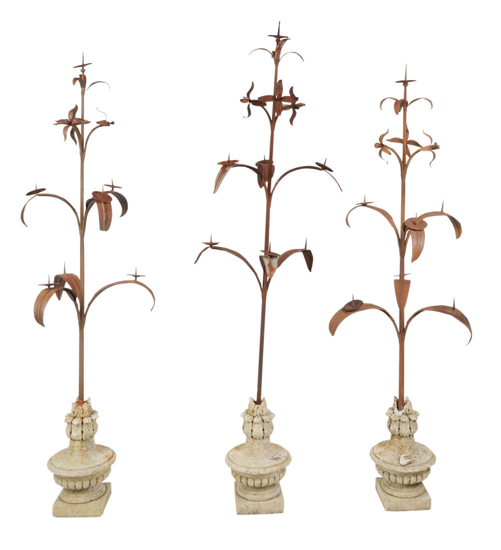 THREE IRON AND CAST STONE LILY 30525b