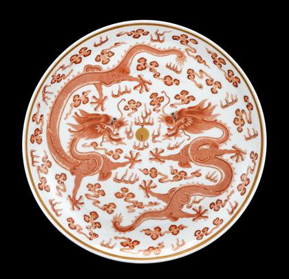 Chinese iron red and enameled porcelain