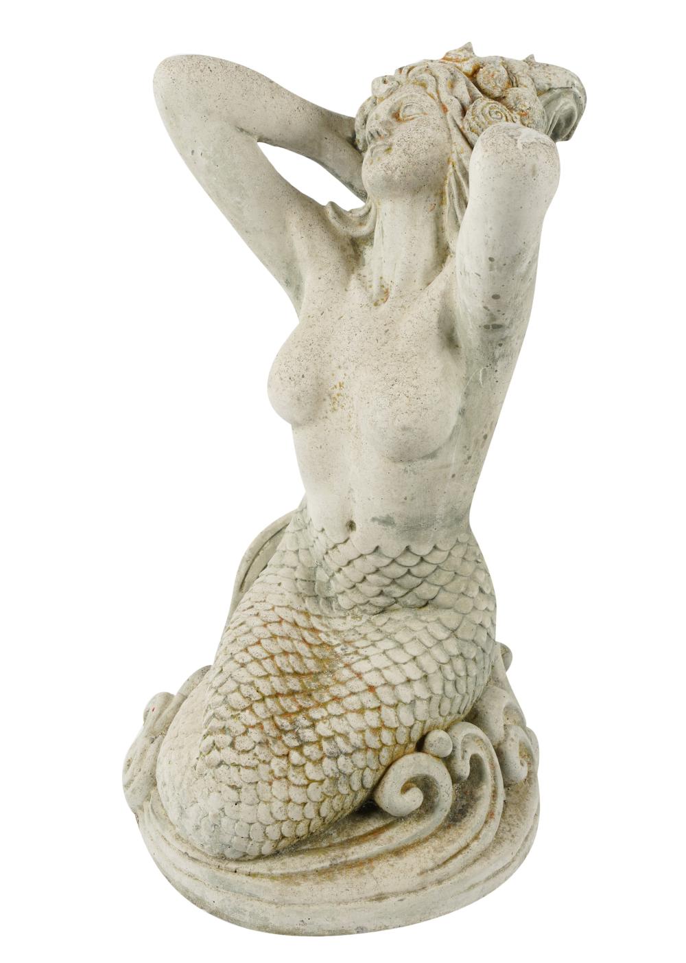 CAST CEMENT MERMAID FIGURECast