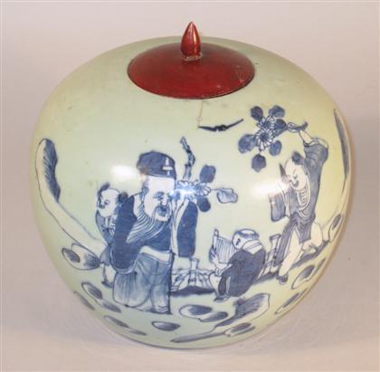 Chinese blue and white covered jar 
