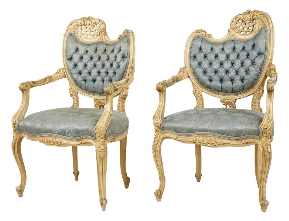 PAIR ROCOCO STYLE PAINTED ARMCHAIRSPair 305434