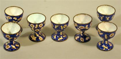 Seven Chinese export enamel egg cups