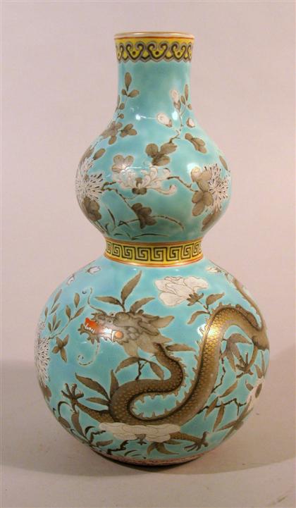 Chinese turquoise-ground double-gourd