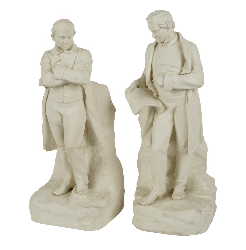 TWO BISQUE PORCELAIN FIGURES OF SCHOLARSTwo