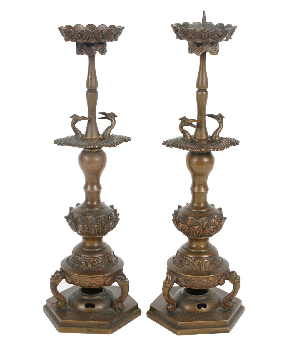 PAIR OF ASIAN BRONZE CANDLESTICKSPair 3054b6