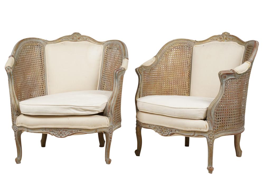 PAIR OF ROCOCO STYLE CANED BERG RESPair 3054bc