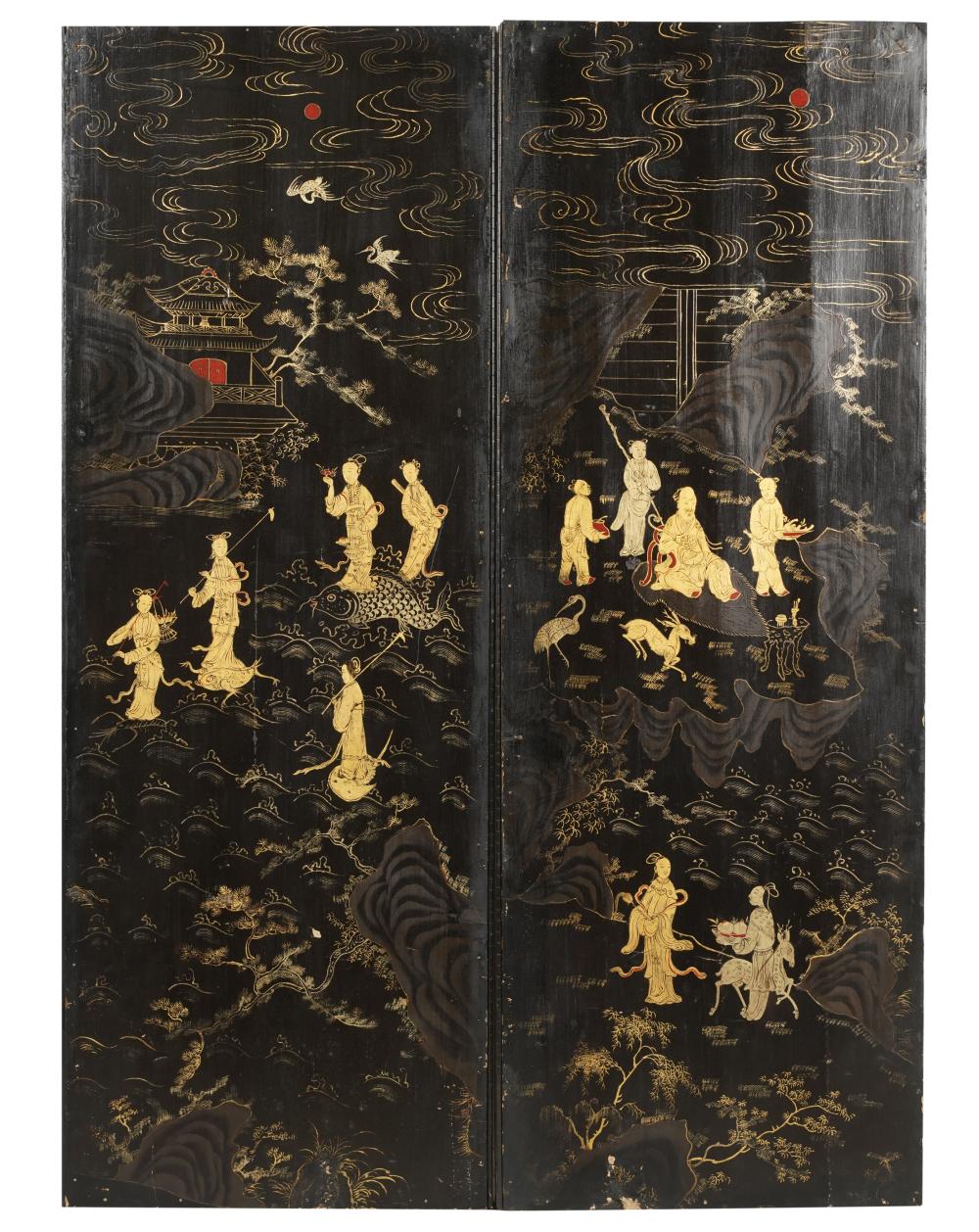 PAIR OF CHINESE LACQUERED PANELSPair