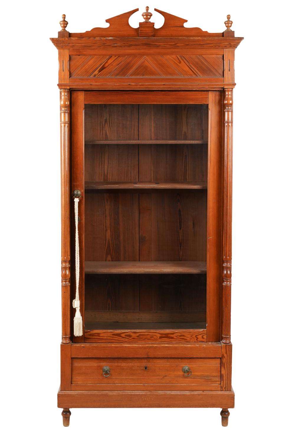 STAINED WOOD BOOKCASE CABINETStained