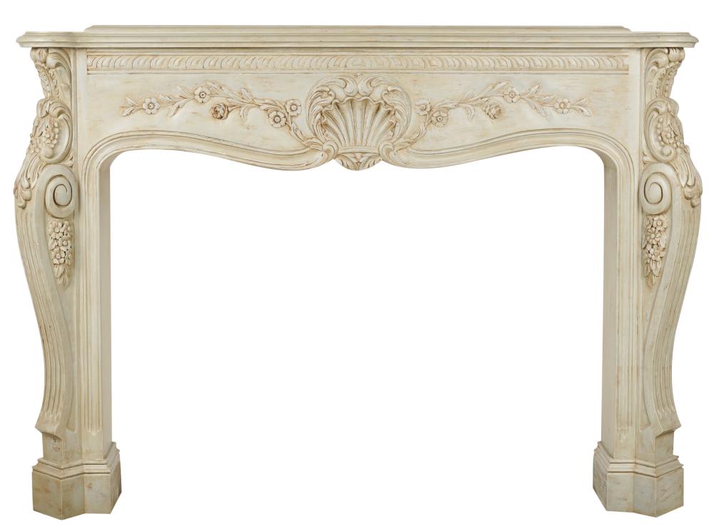 ROCOCO-STYLE PAINTED WOOD FIREPLACE