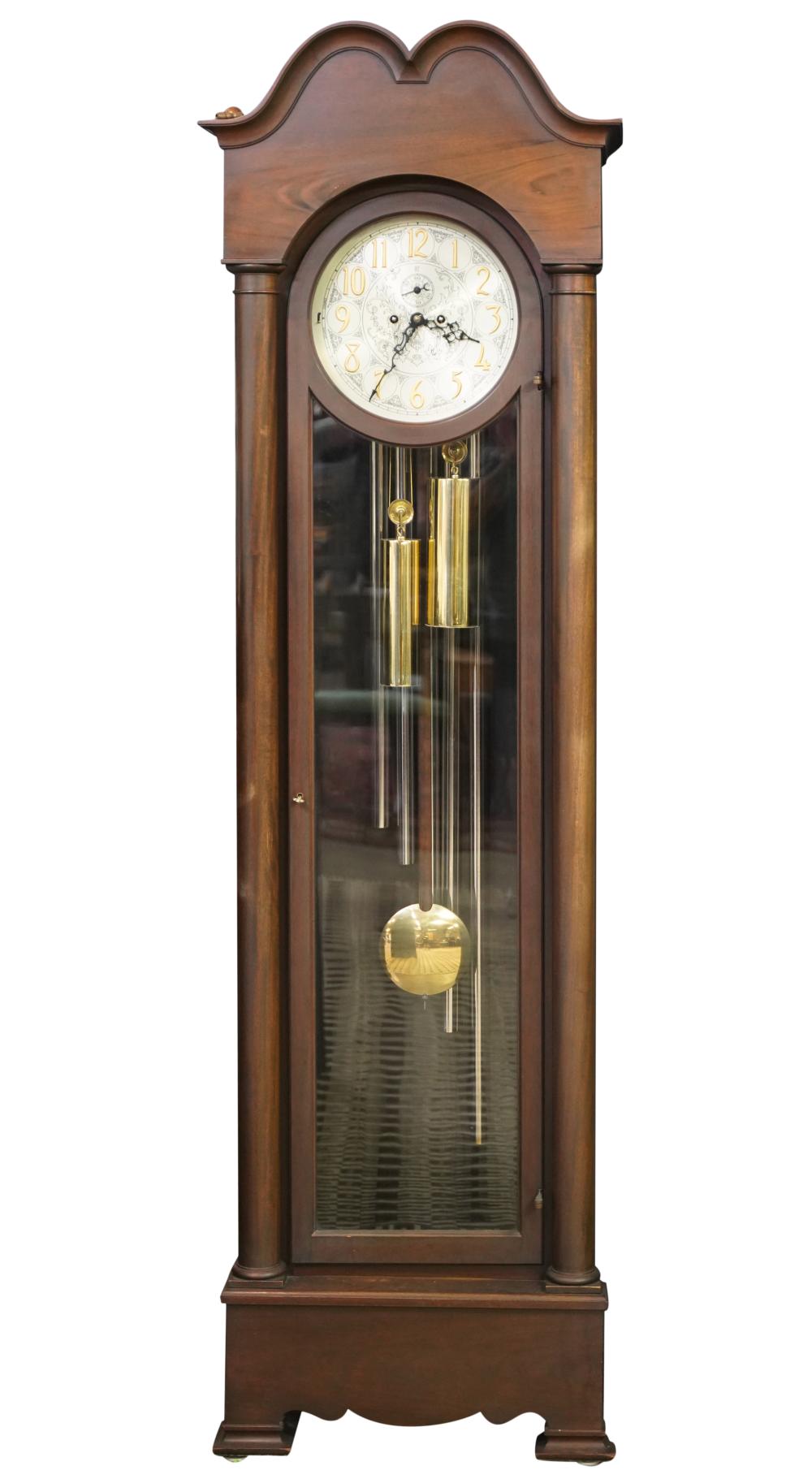 AMERICAN MAHOGANY TALL CASE CLOCKAmerican 3054de