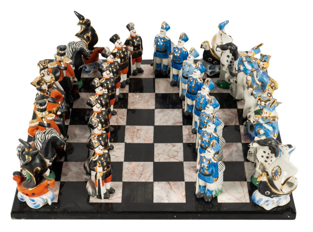RUSSIAN PAINTED PORCELAIN CHESS
