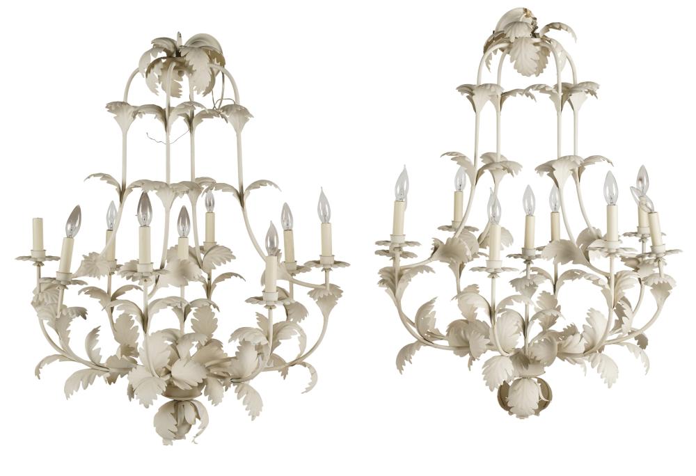 PAIR OF WHITE PAINTED TOLE EIGHT LIGHT 305524