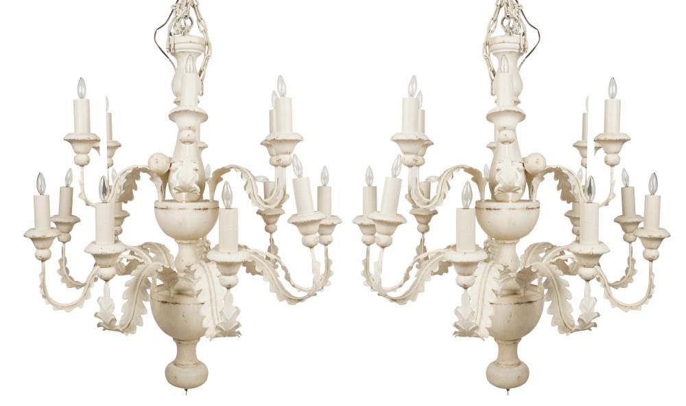 PAIR OF WHITE-PAINTED WOOD AND