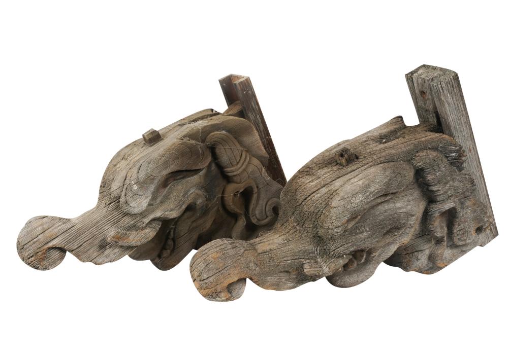 PAIR OF CARVED WOOD DRAGON BRACKETSPair 305577