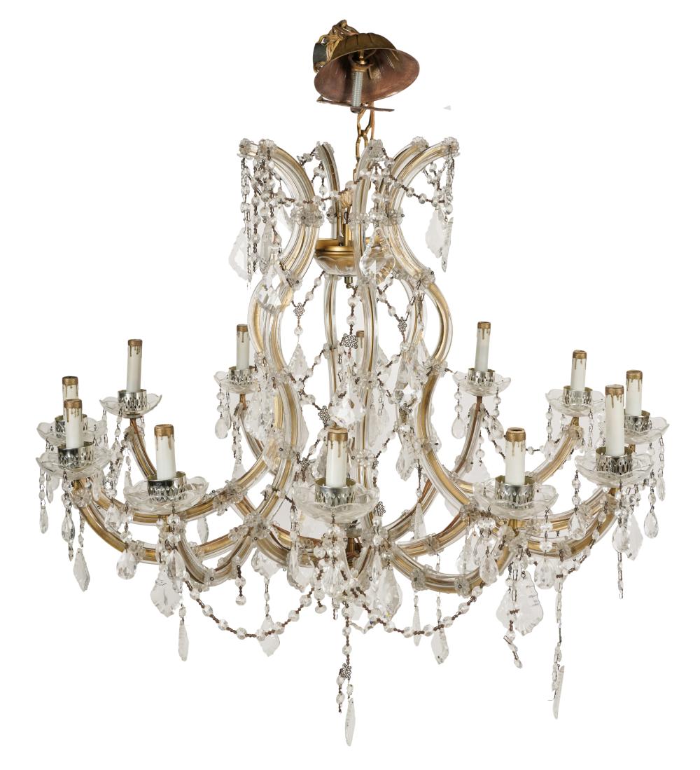 ITALIAN ROCK CRYSTAL 13 LIGHT CHANDELIERItalian 3055ac