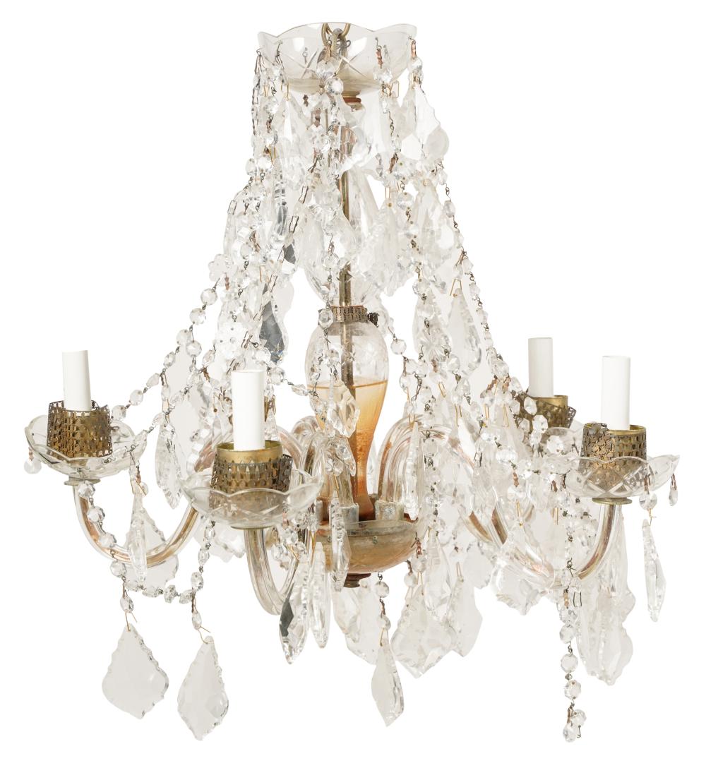 ITALIAN GLASS FIVE LIGHT CHANDELIERItalian 3055ae