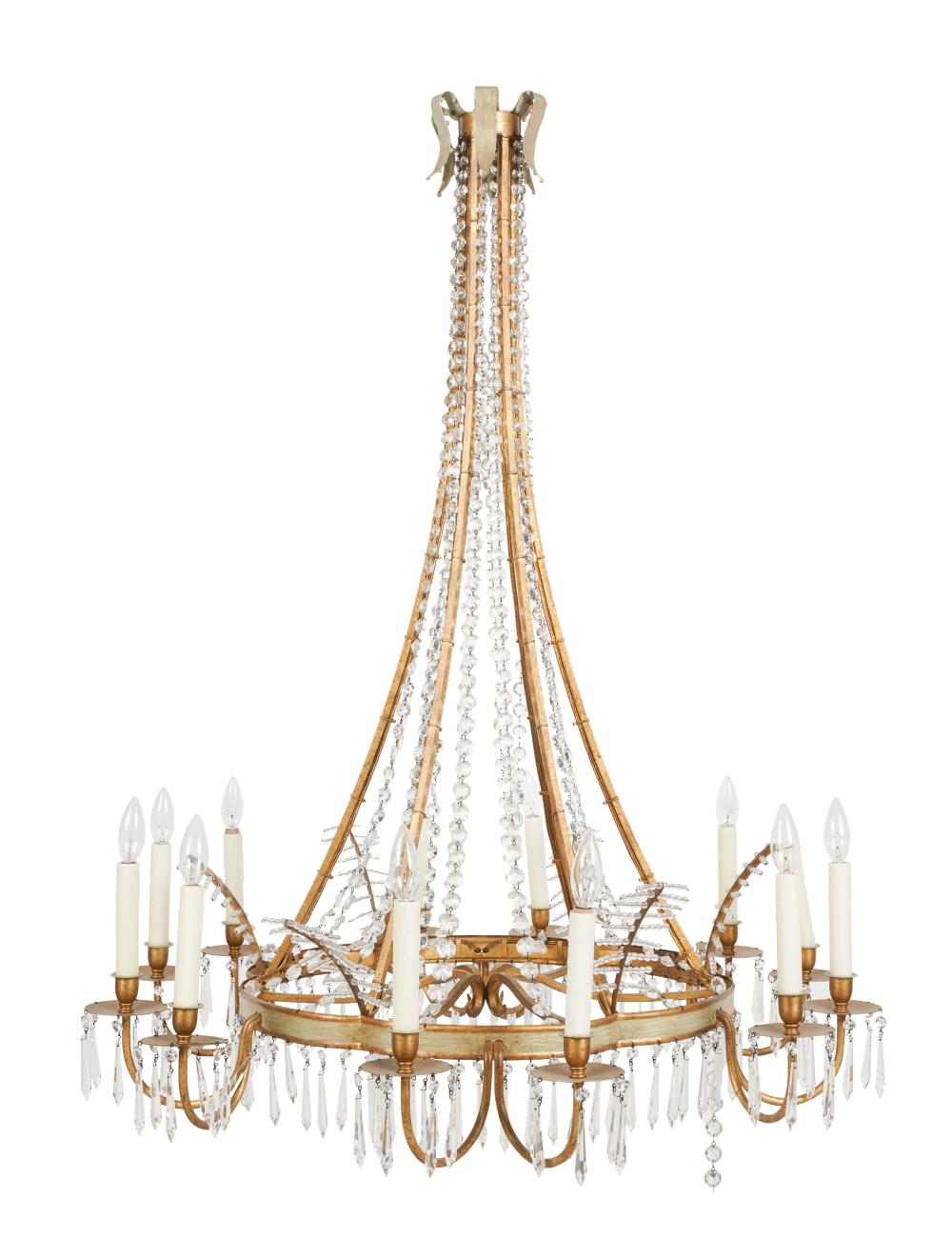 BRASS AND BEADED CRYSTAL 12 LIGHT 3055e0