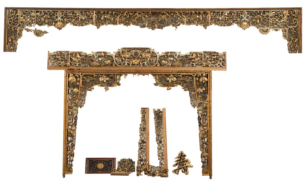 GROUP OF CHINESE GILTWOOD CARVINGSGroup