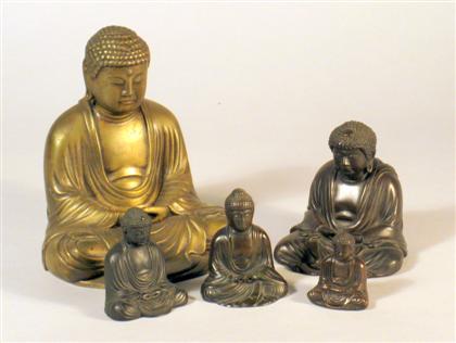 Five Japanese bronze Amida figures
