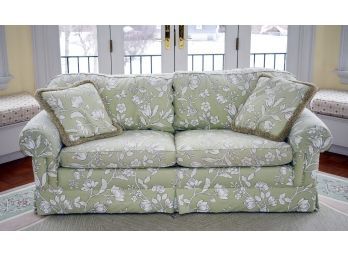 A vintage light green floral decorated