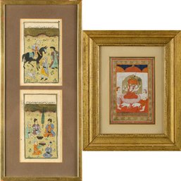 Two antique framed Indian gouache 3058ef
