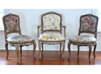 Three antique carved Louis XV style