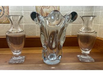 Vannes France art glass vase, 10.5”H,