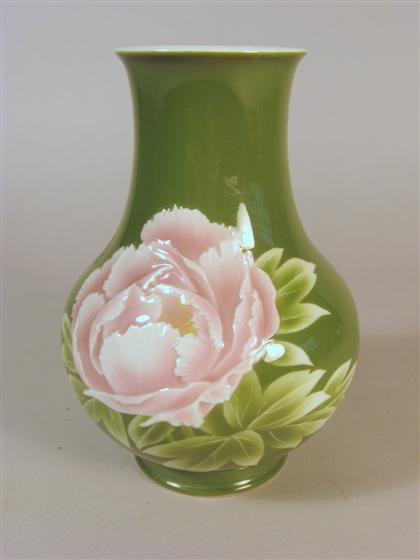 Japanese applied green glazed vase 4d5bf