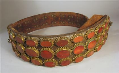 Persian leather, brass and agate
