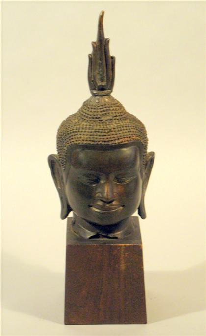 Thai bronze Buddha head    18th